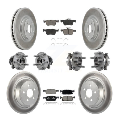 Hub Bearing Coated Brake Rotor Pad Front Rear Kit (10Pc) For Lincoln Continental