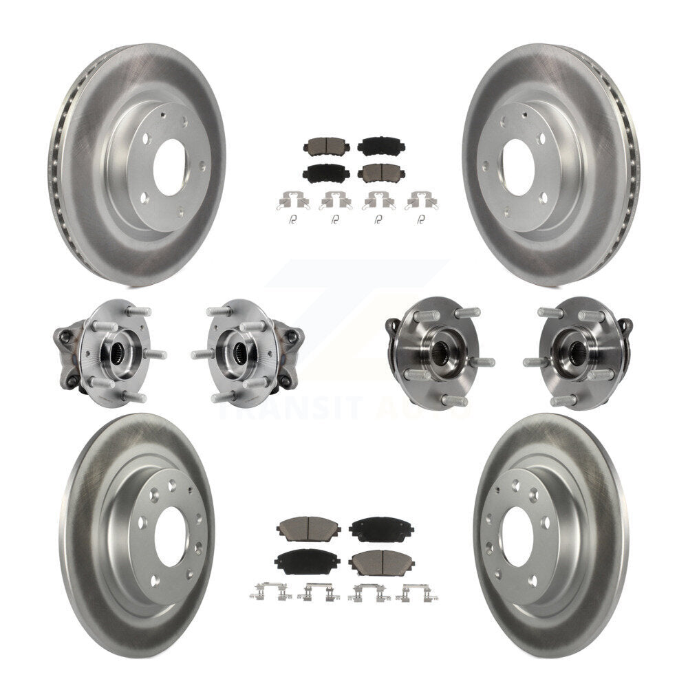 Hub Bearing Coat Brake Rotor Pads Front Rear Kit (10Pc) For 16-18 Mazda CX-3 AWD