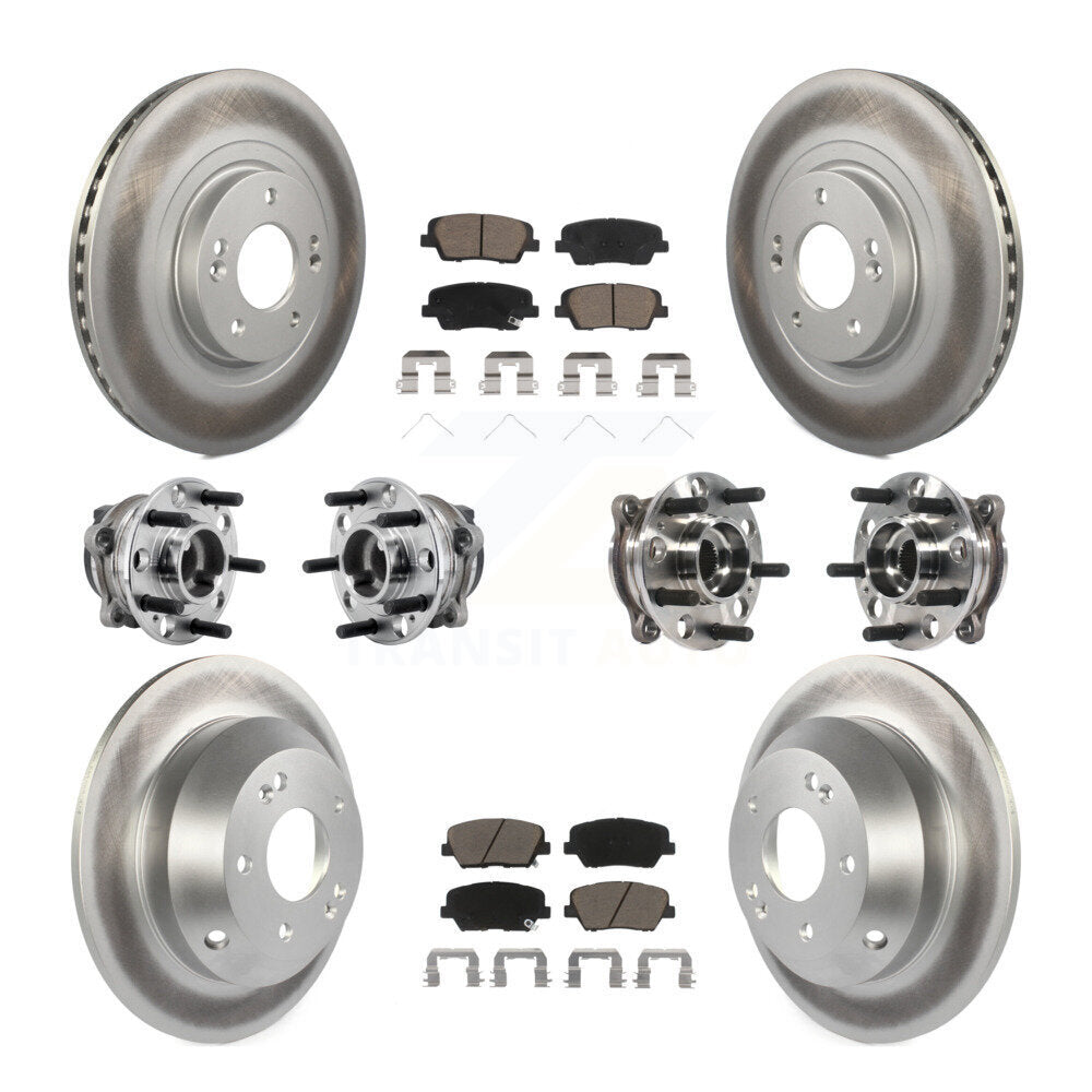 Hub Bearing Coat Brake Rotor Pad Front Rear Kit (10Pc) For 16-20 Kia Sorento FWD