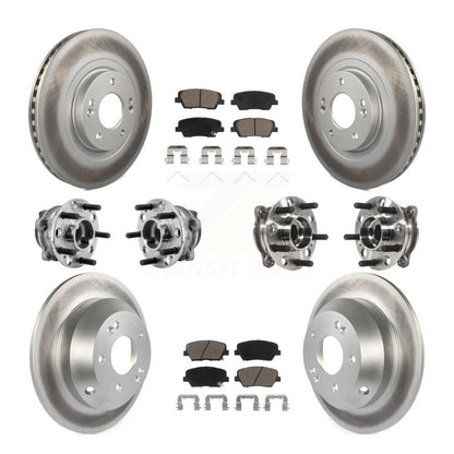 Hub Bearing Coat Brake Rotor Pad Front Rear Kit (10Pc) For 16-20 Kia Sorento FWD