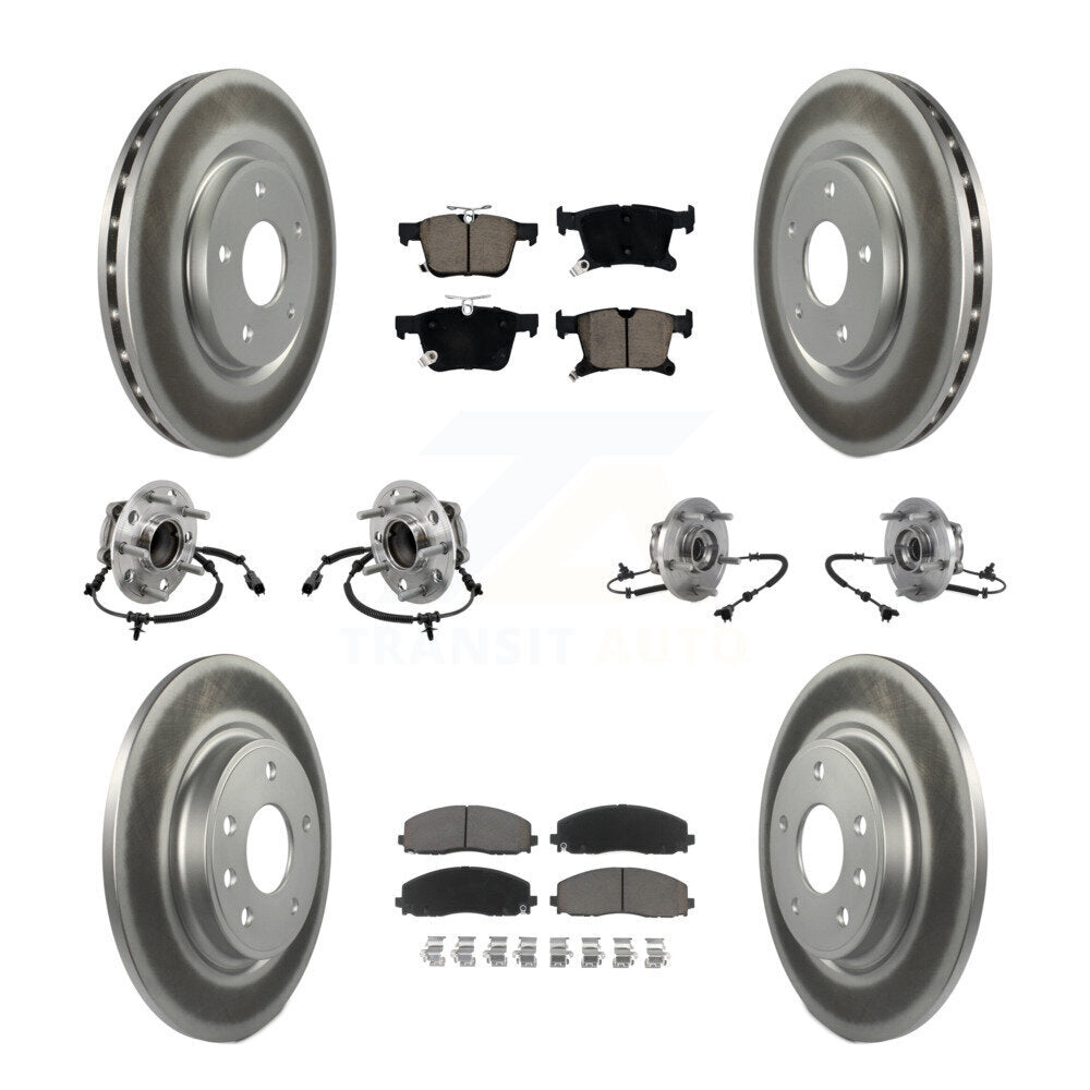 Hub Bearing Coated Brake Rotor & Pad Front Rear Kit (10Pc) For Chrysler Pacifica