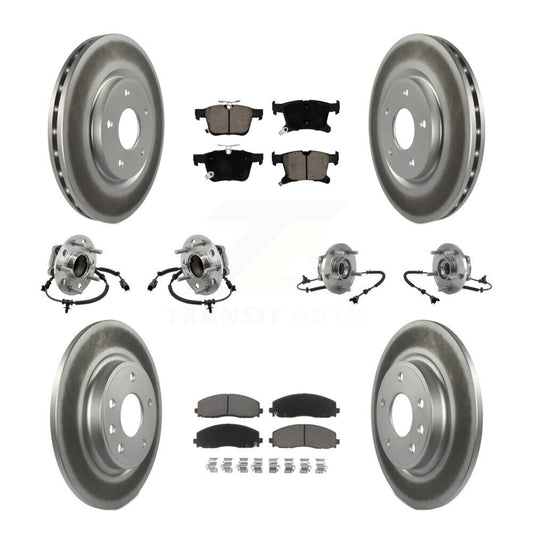 Hub Bearing Coated Brake Rotor & Pad Front Rear Kit (10Pc) For Chrysler Pacifica