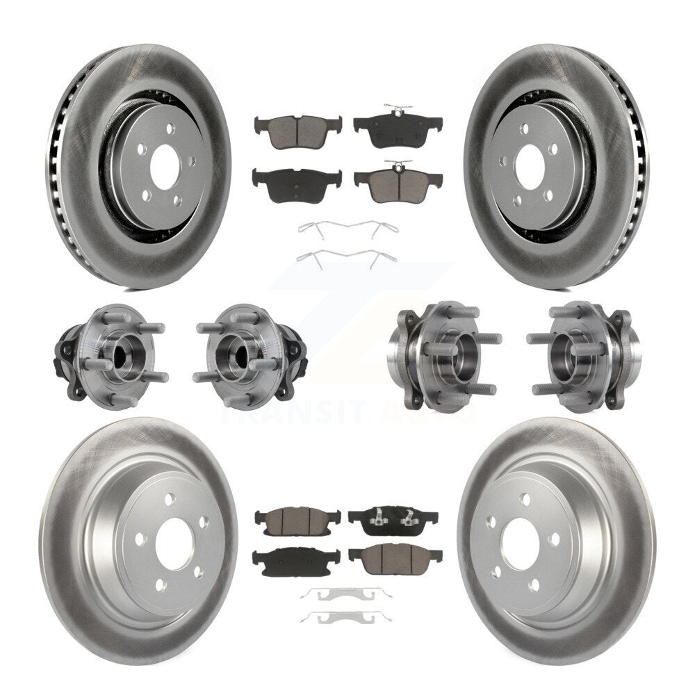 Hub Bearing Coat Brake Rotor Pad Front Rear Kit (10Pc) For Ford Edge Lincoln MKX