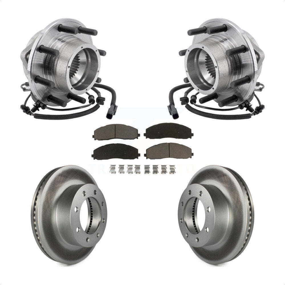 Hub Bearing Coated Disc Brake Rotor Pads Front Kit For Ford F-350 Super Duty 4WD