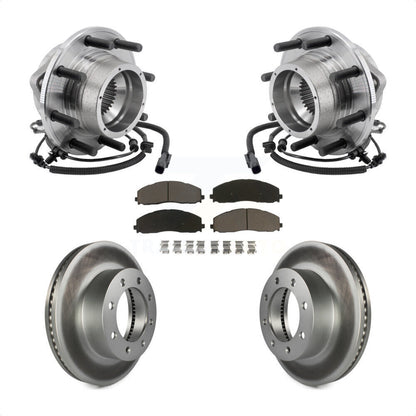Hub Bearing Coated Disc Brake Rotor Pads Front Kit For Ford F-350 Super Duty 4WD