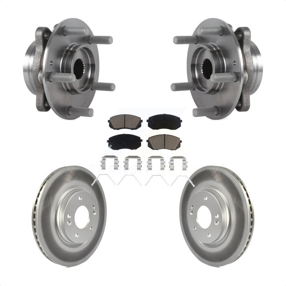 Hub Bearing Coated Brake Rotor & Pads Front Kit For Kia Forte Hyundai Elantra GT