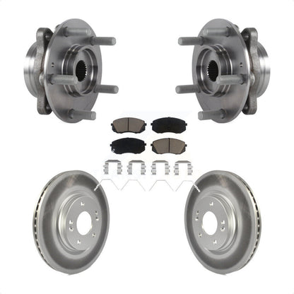 Hub Bearing Coated Brake Rotor & Pads Front Kit For Kia Forte Hyundai Elantra GT