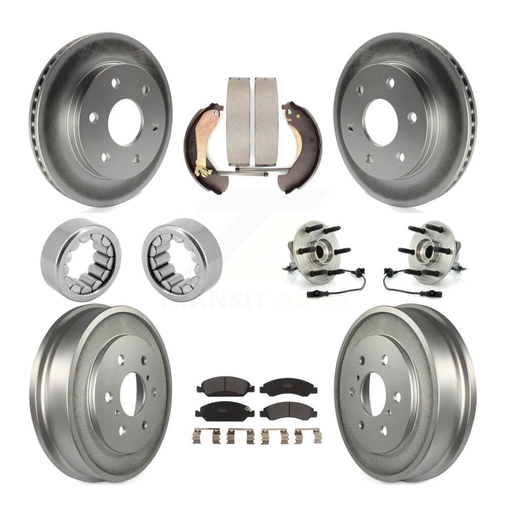 Hub Bearing Coat Brake Rotor Pads Shoe Front Rear Kit (10Pc) For GMC Sierra 1500