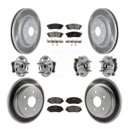 Hub Bearing Coated Brake Rotor Pads Front Rear Kit (10Pc) For Toyota Camry Lexus