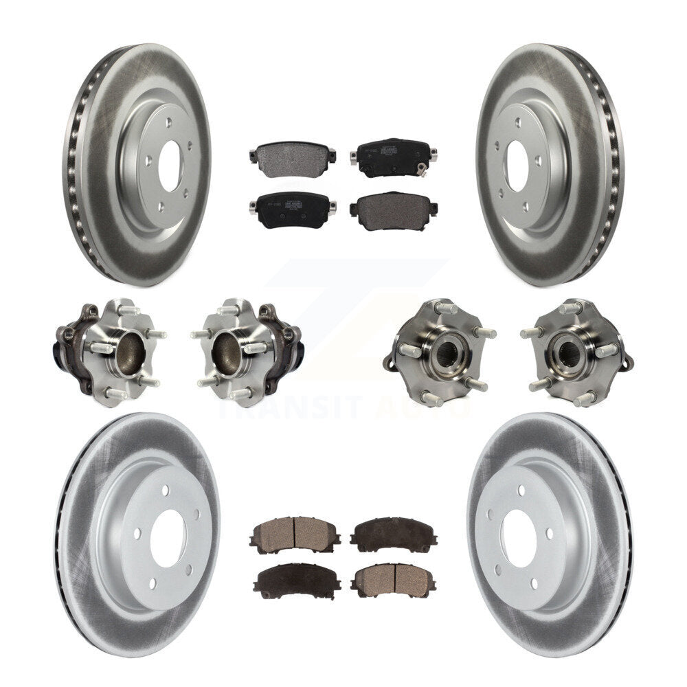 Hub Bearing Coated Disc Brake Rotor & Pad Front Rear Kit (10Pc) For Nissan Rogue