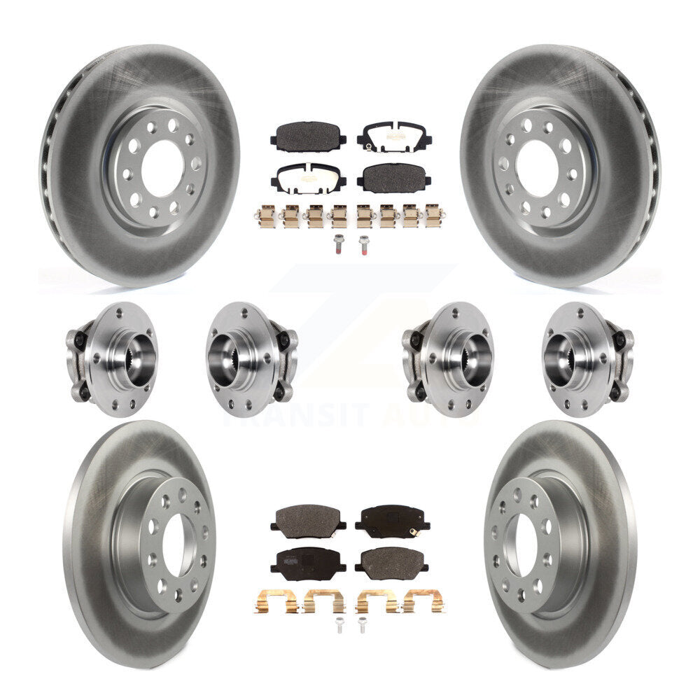 Hub Bearing Coated Brake Rotor & Pads Front Rear Kit (10Pc) For Jeep Compass AWD