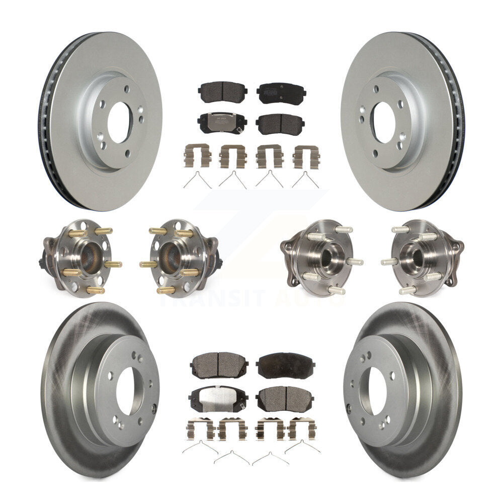 Hub Bearing Coated Disc Brake Rotor Pad Front Rear Kit (10Pc) For Hyundai Sonata