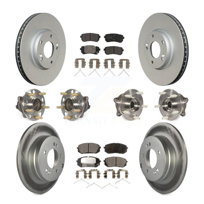 Hub Bearing Coated Disc Brake Rotor Pad Front Rear Kit (10Pc) For Hyundai Sonata