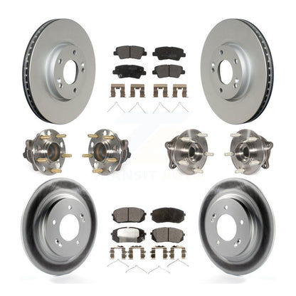 Hub Bearing Coated Disc Brake Rotor Pad Front Rear Kit (10Pc) For Hyundai Sonata
