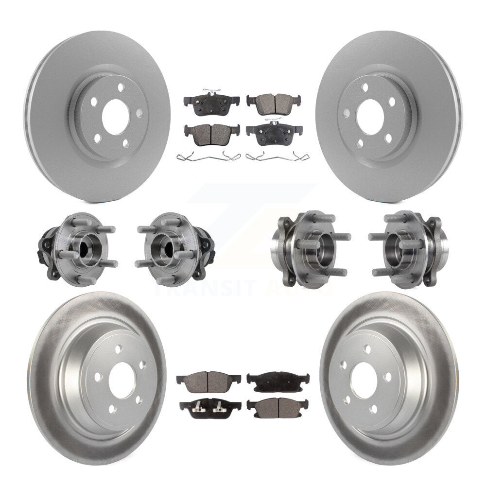 Hub Bearing Coated Brake Rotor Pad Front Rear Kit (10Pc) For 15-18 Ford Edge FWD