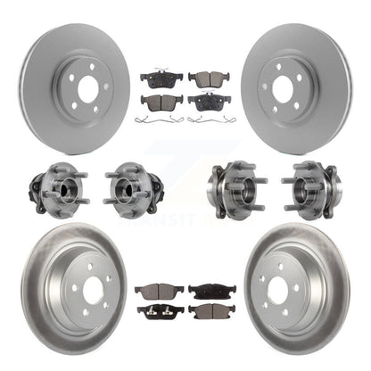 Hub Bearing Coated Brake Rotor Pad Front Rear Kit (10Pc) For 15-18 Ford Edge FWD