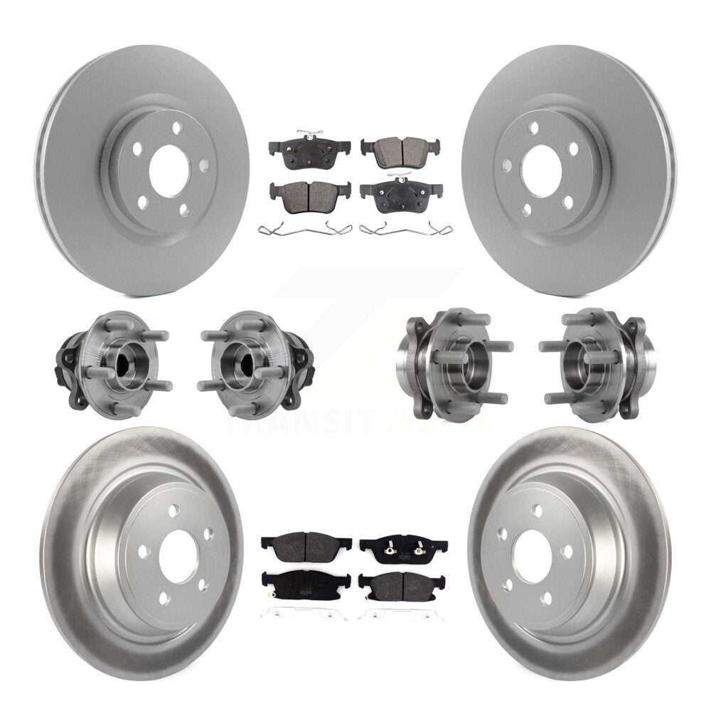 Hub Bearing Coated Brake Rotor Pad Front Rear Kit (10Pc) For Lincoln Continental