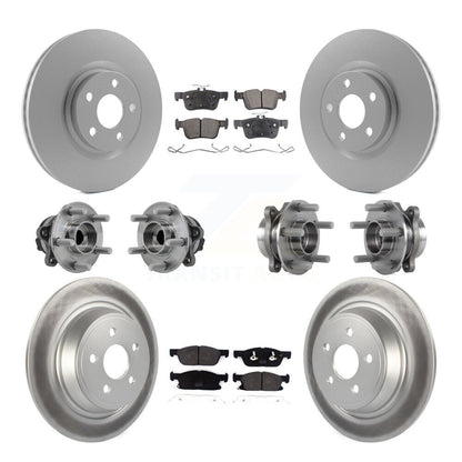 Hub Bearing Coated Brake Rotor Pad Front Rear Kit (10Pc) For Lincoln Continental