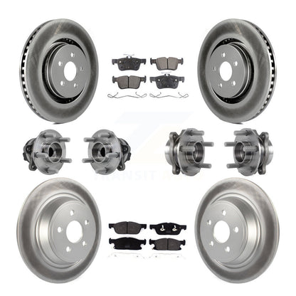 Hub Bearing Coated Brake Rotor Pad Front Rear Kit (10Pc) For Lincoln Continental