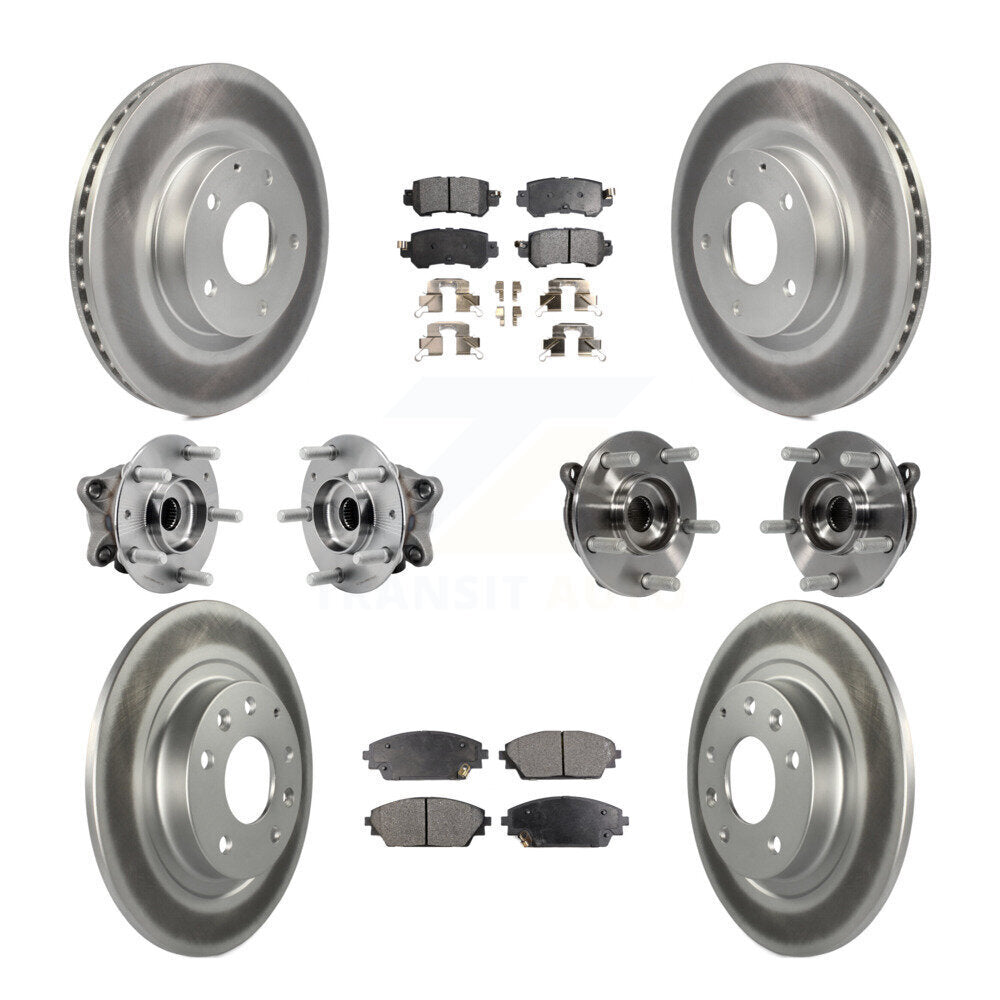 Hub Bearing Coat Brake Rotor Pads Front Rear Kit (10Pc) For 16-18 Mazda CX-3 AWD