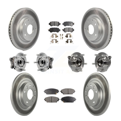 Hub Bearing Coat Brake Rotor Pads Front Rear Kit (10Pc) For 16-18 Mazda CX-3 AWD