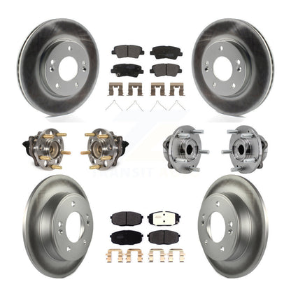 Hub Bearing Coated Disc Brake Rotors And Pads Front Rear Kit (10Pc) For Kia Soul