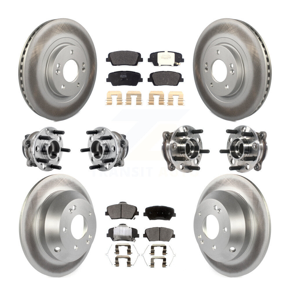 Hub Bearing Coat Brake Rotor Pad Front Rear Kit (10Pc) For 16-20 Kia Sorento FWD