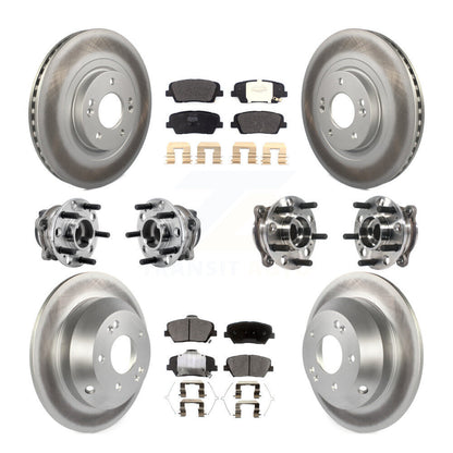 Hub Bearing Coat Brake Rotor Pad Front Rear Kit (10Pc) For 16-20 Kia Sorento FWD