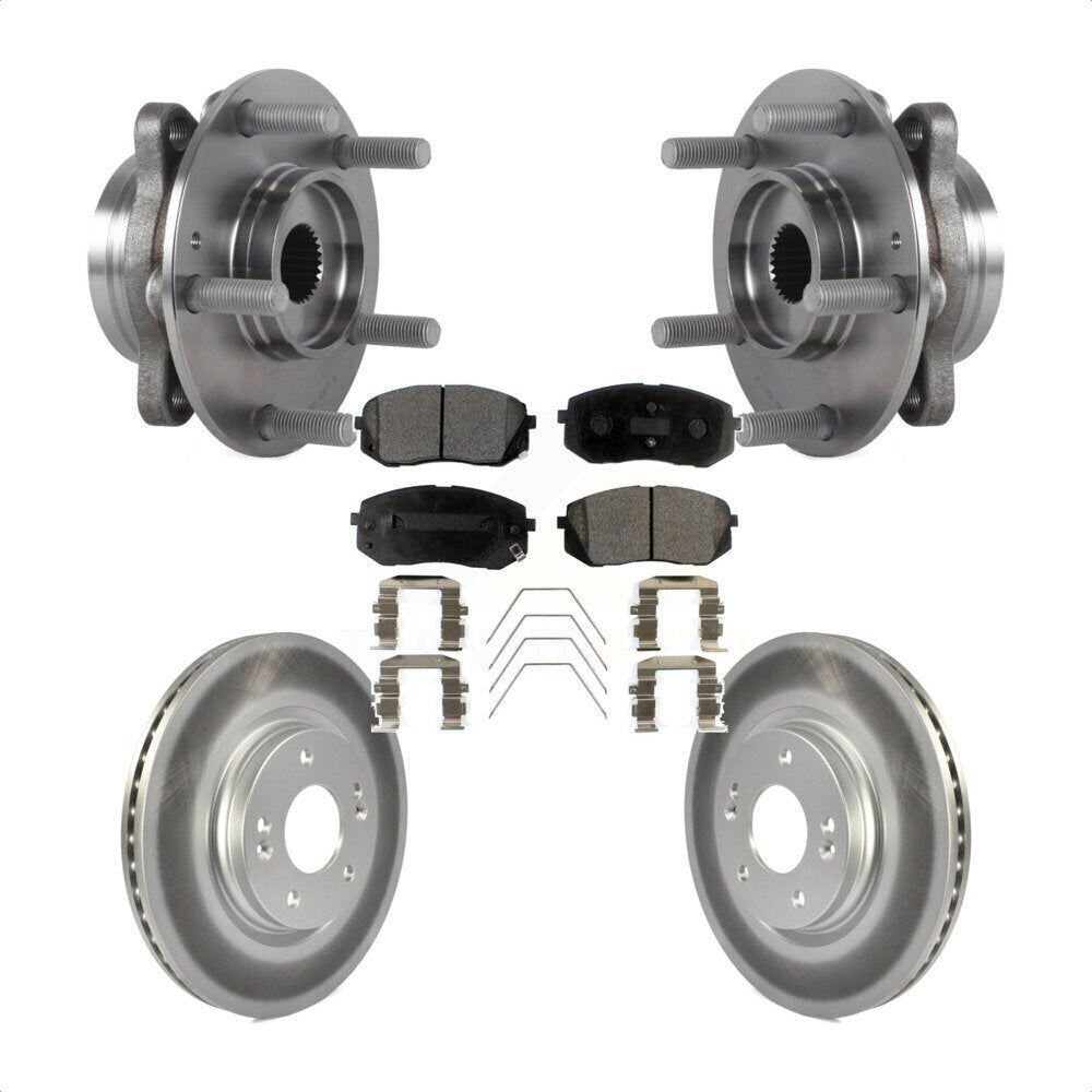 Hub Bearing Coated Brake Rotor & Pads Front Kit For Kia Forte Hyundai Elantra GT