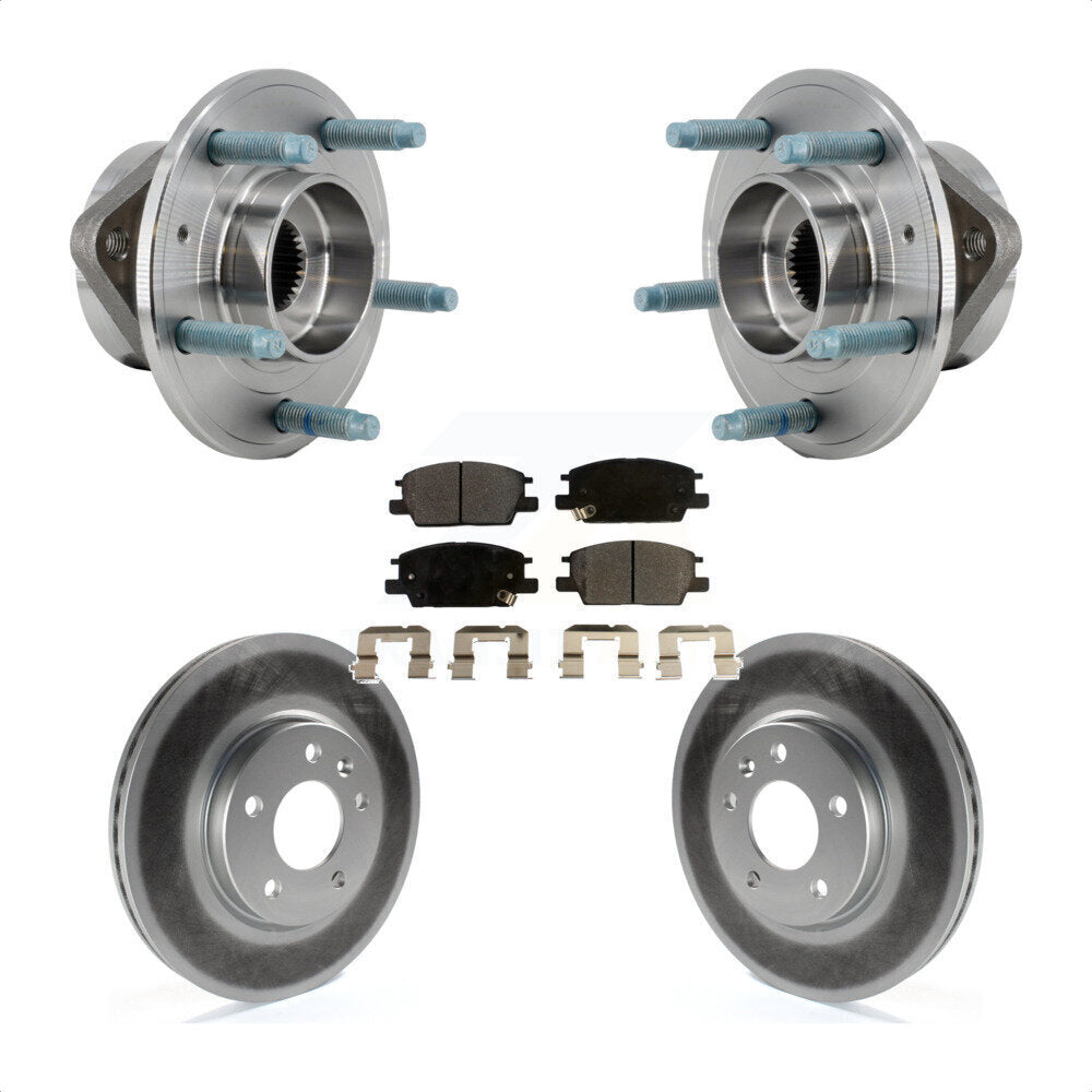 Hub Bearing Coated Brake Rotor & Pad Front Kit For Chevrolet Equinox GMC Terrain