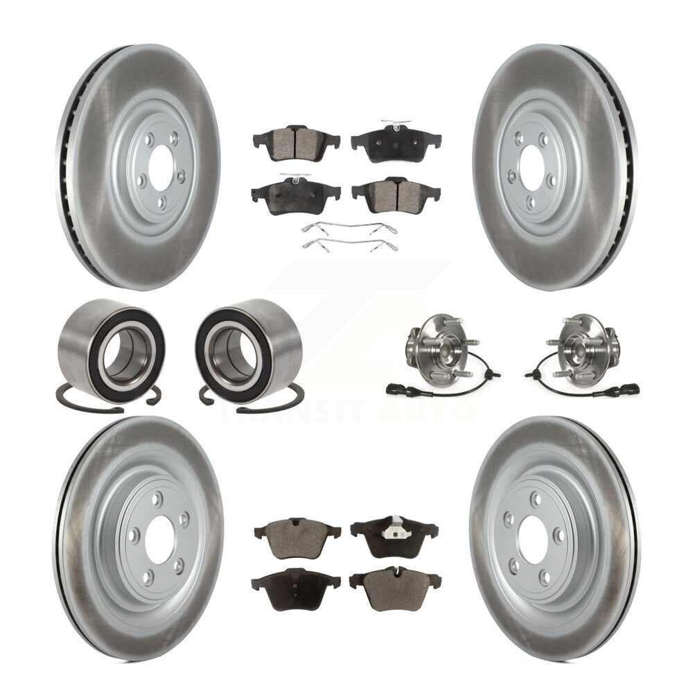 Hub Bearing Coated Disc Brake Rotor Pad Shoe Front Rear Kit (10Pc) For Jaguar XF
