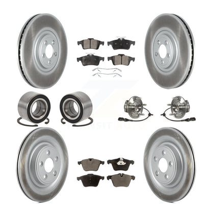 Hub Bearing Coated Disc Brake Rotor Pad Shoe Front Rear Kit (10Pc) For Jaguar XF