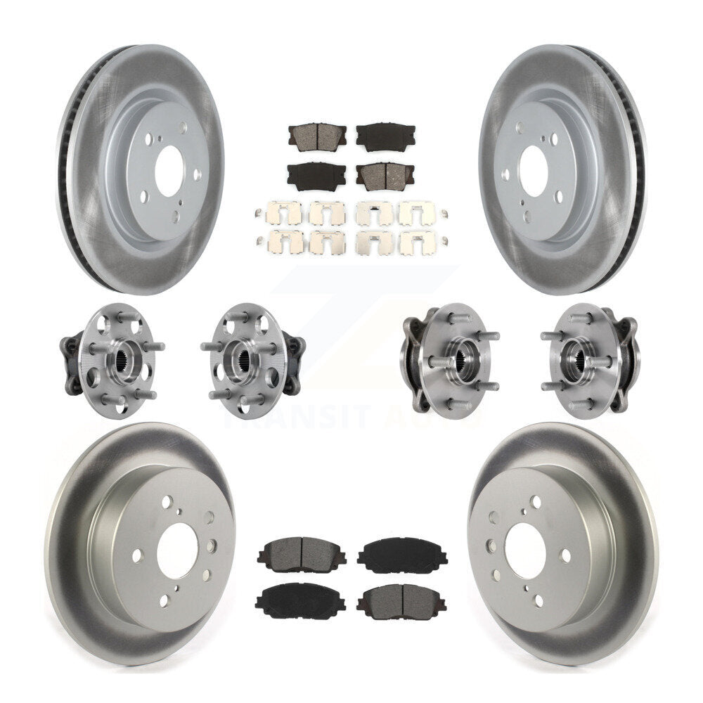 Hub Bearing Coated Disc Brake Rotor & Pad Front Rear Kit (10Pc) For Toyota Camry