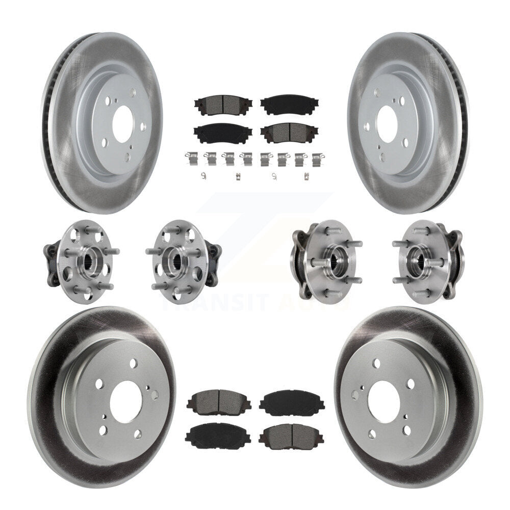 Hub Bearing Coated Brake Rotor Pads Front Rear Kit (10Pc) For Toyota Camry Lexus