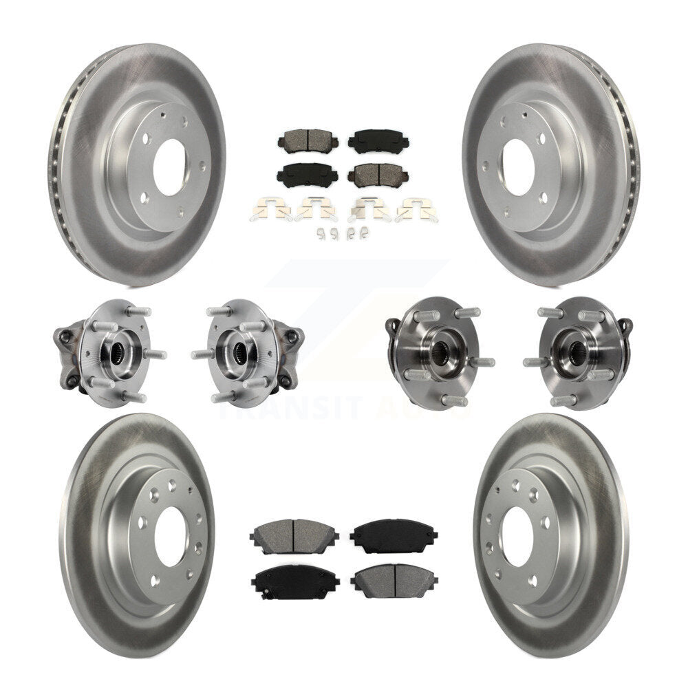 Hub Bearing Coat Brake Rotor Pads Front Rear Kit (10Pc) For 16-18 Mazda CX-3 AWD