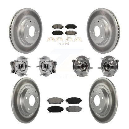 Hub Bearing Coat Brake Rotor Pads Front Rear Kit (10Pc) For 16-18 Mazda CX-3 AWD