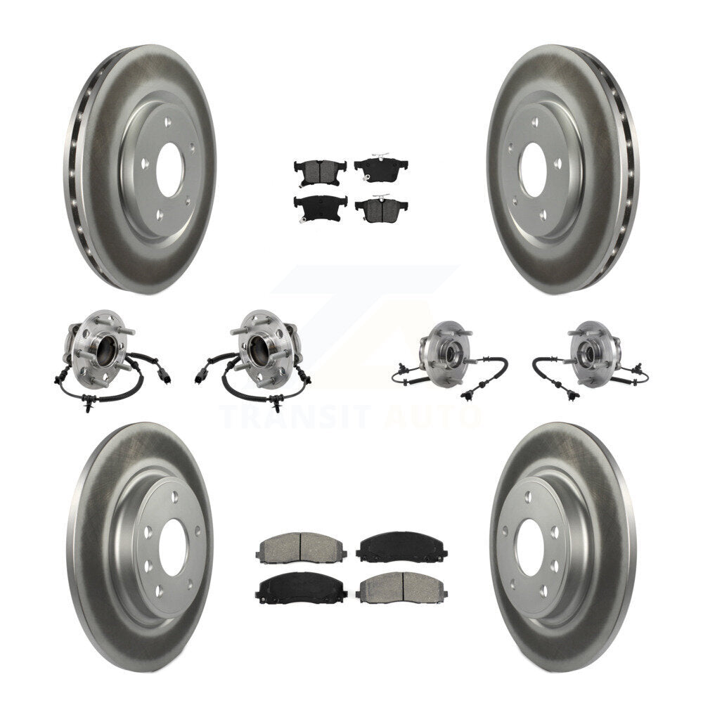 Hub Bearing Coated Brake Rotor & Pad Front Rear Kit (10Pc) For Chrysler Pacifica