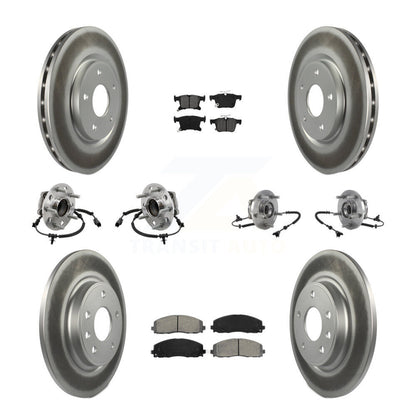 Hub Bearing Coated Brake Rotor & Pad Front Rear Kit (10Pc) For Chrysler Pacifica