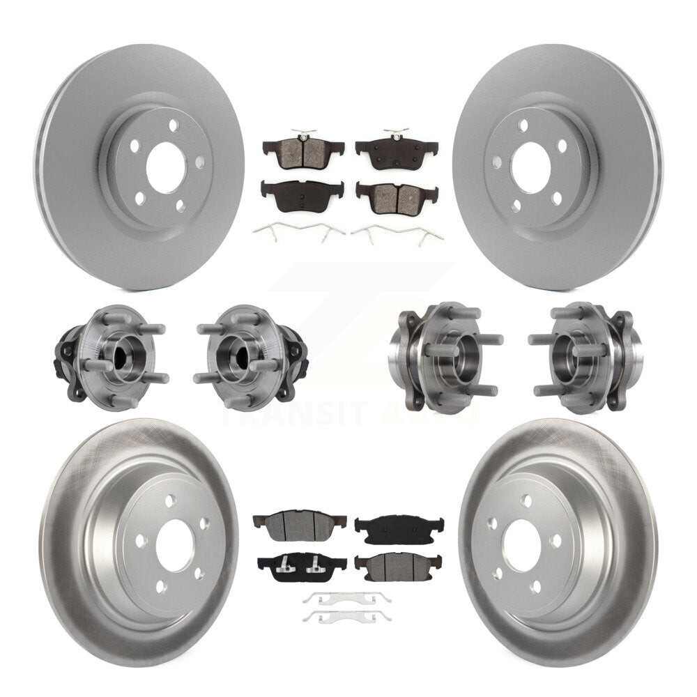 Hub Bearing Coated Brake Rotor Pad Front Rear Kit (10Pc) For 15-18 Ford Edge FWD