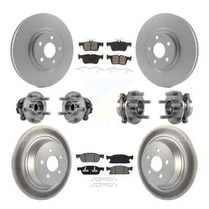 Hub Bearing Coated Brake Rotor Pad Front Rear Kit (10Pc) For 15-18 Ford Edge FWD