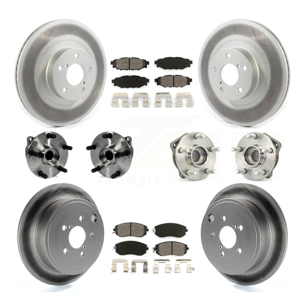 Hub Bearing Coated Disc Brake Rotor Pad Front Rear Kit (10Pc) For Subaru Impreza