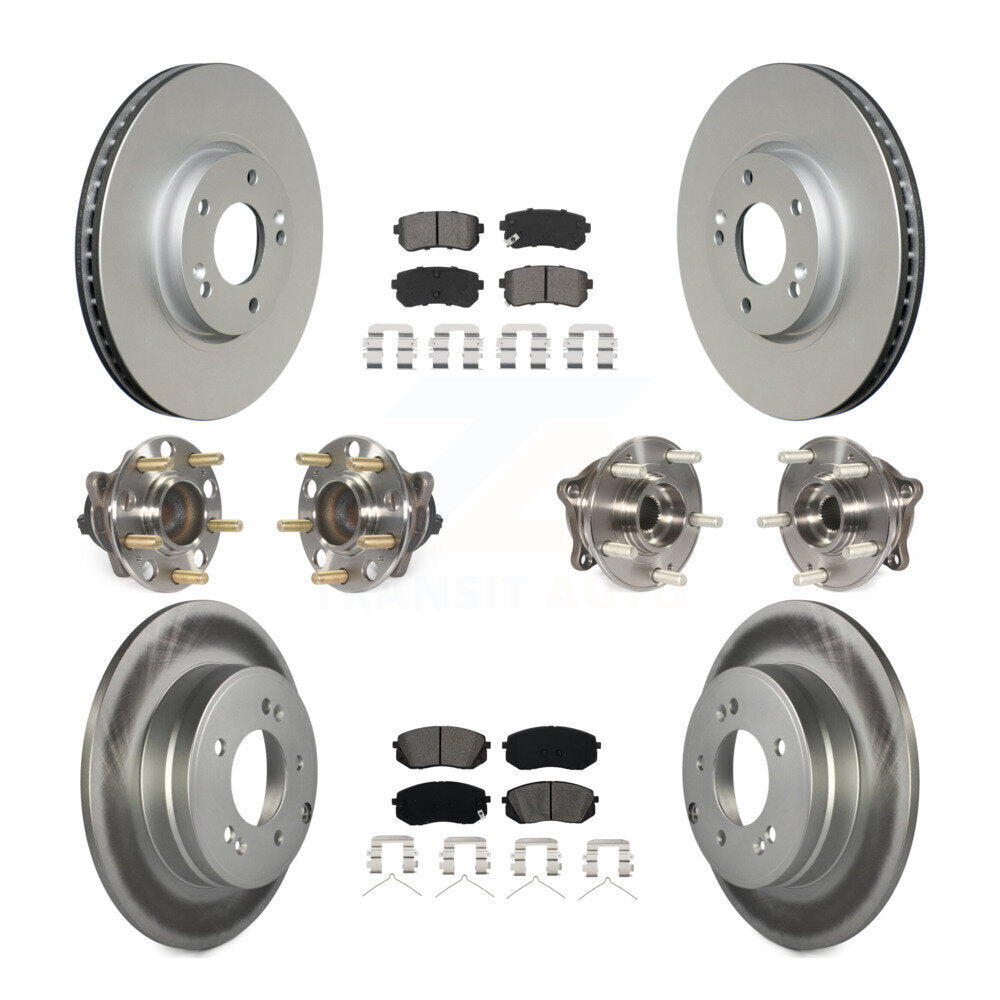 Hub Bearing Coated Disc Brake Rotor Pad Front Rear Kit (10Pc) For Hyundai Sonata