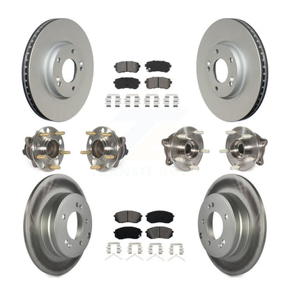 Hub Bearing Coated Disc Brake Rotor Pad Front Rear Kit (10Pc) For Hyundai Sonata