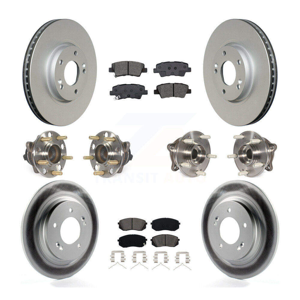 Hub Bearing Coated Disc Brake Rotor Pad Front Rear Kit (10Pc) For Hyundai Sonata