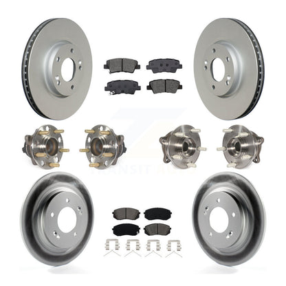 Hub Bearing Coated Disc Brake Rotor Pad Front Rear Kit (10Pc) For Hyundai Sonata