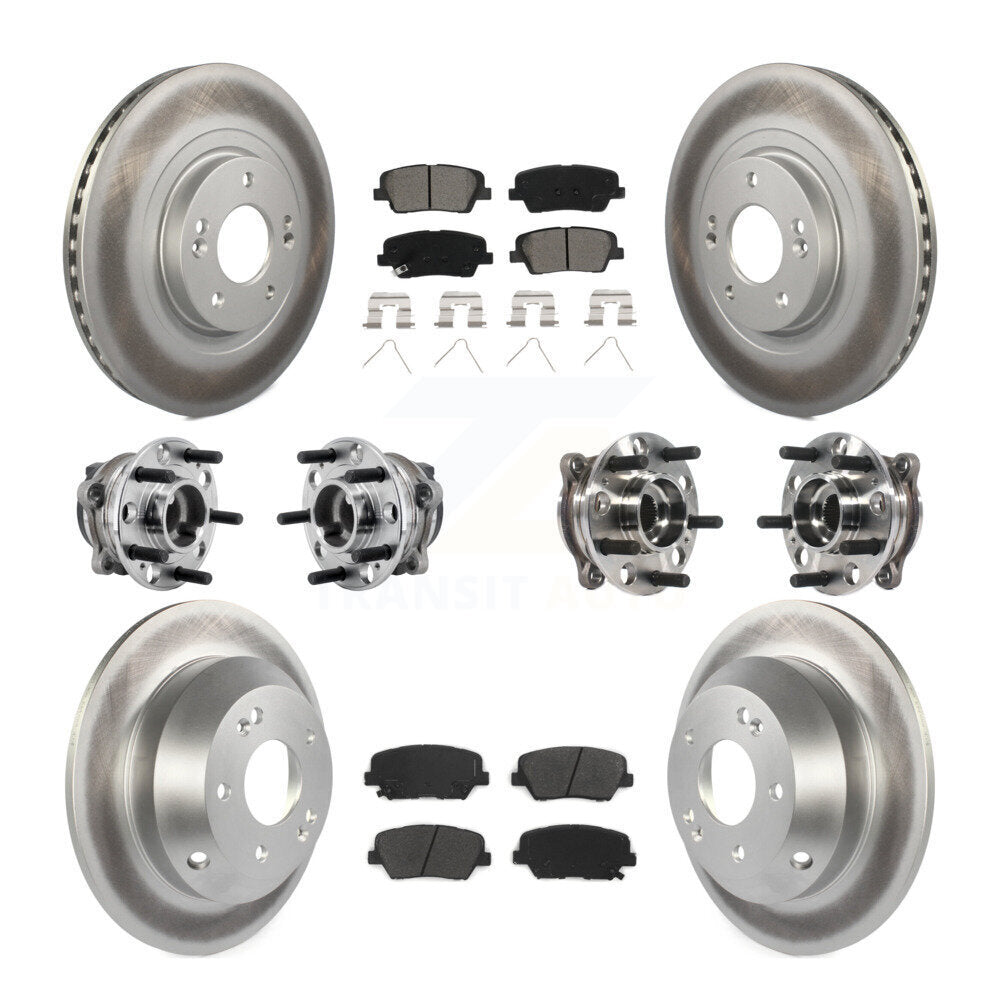 Hub Bearing Coat Brake Rotor Pad Front Rear Kit (10Pc) For 16-20 Kia Sorento FWD