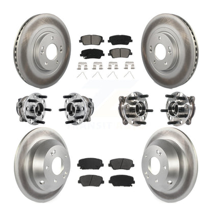 Hub Bearing Coat Brake Rotor Pad Front Rear Kit (10Pc) For 16-20 Kia Sorento FWD