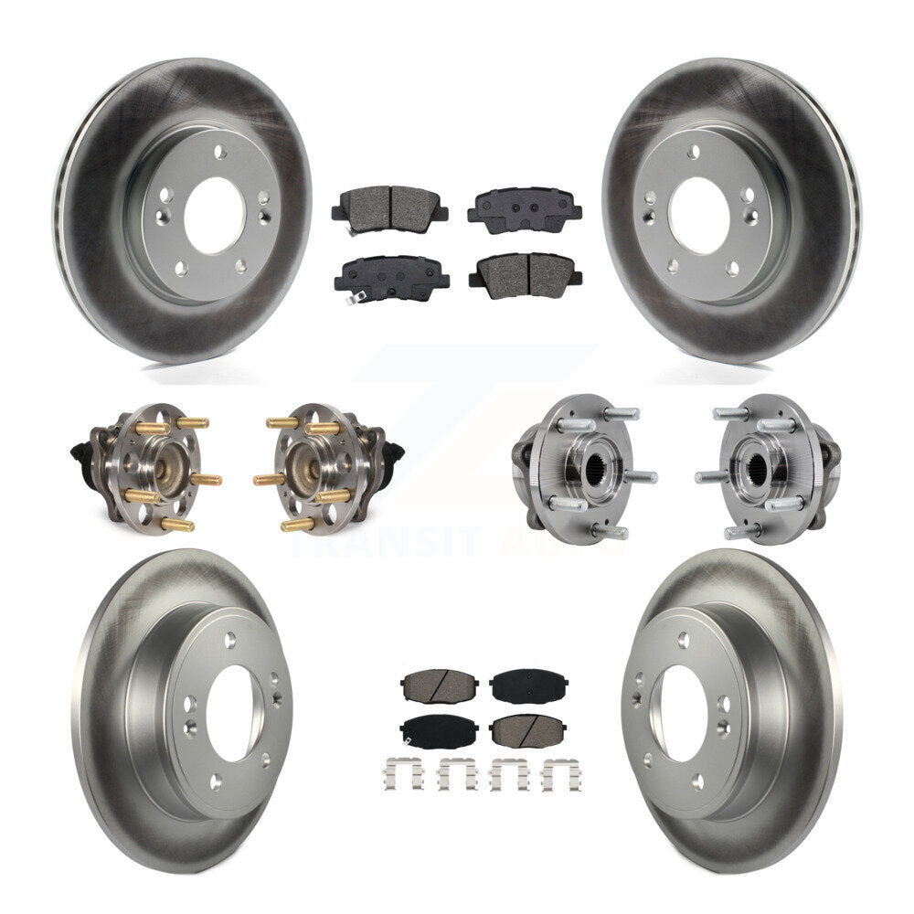 Hub Bearing Coated Disc Brake Rotors And Pads Front Rear Kit (10Pc) For Kia Soul