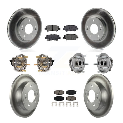Hub Bearing Coated Disc Brake Rotors And Pads Front Rear Kit (10Pc) For Kia Soul