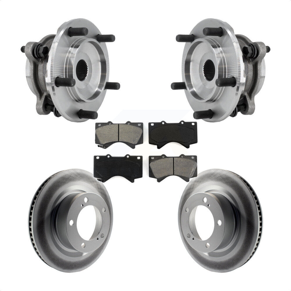 Hub Bearing Coated Disc Brake Rotor Pads Front Kit For Toyota Tundra Sequoia 4WD